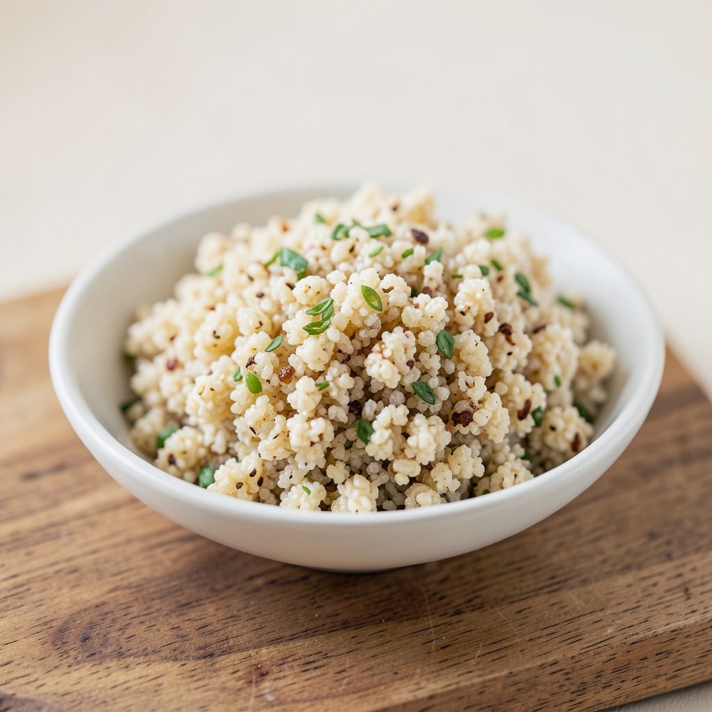 Pão de quinoa sem glúten, fatia cortada mostrando miolo fofo e crosta dourada
